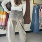 Black Denim Barrel Pants
