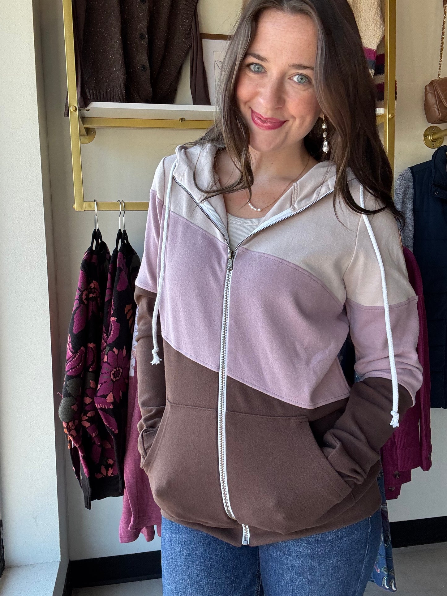 Neutral Purple Block Full Zip