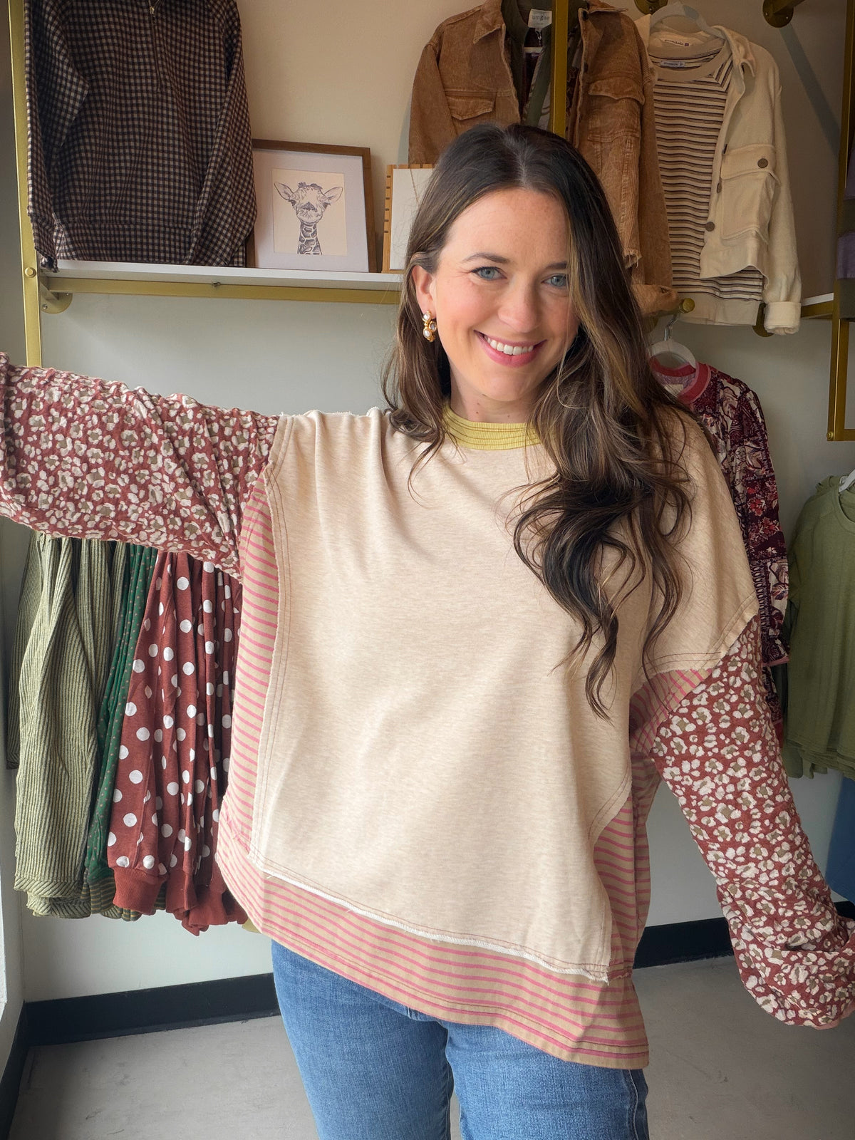 Oatmeal Mix & Match Knit Pullover