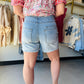 Slouchy Pocket Distressed Denim Shorts