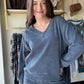 Denim V Neck Corduroy Top