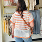 Orange Crochet Scallop Hem Top