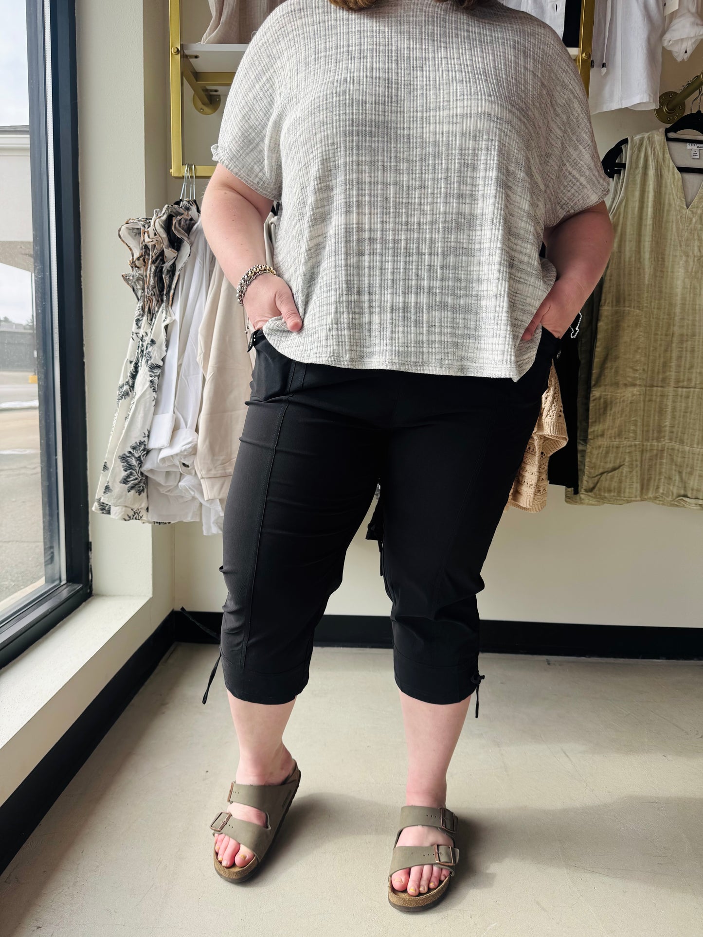 Black Drawstring Capris