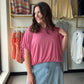 Rose Bamboo Bubble Hem Top