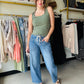 Kate Drawstring Barrel Leg Denim - Vervet