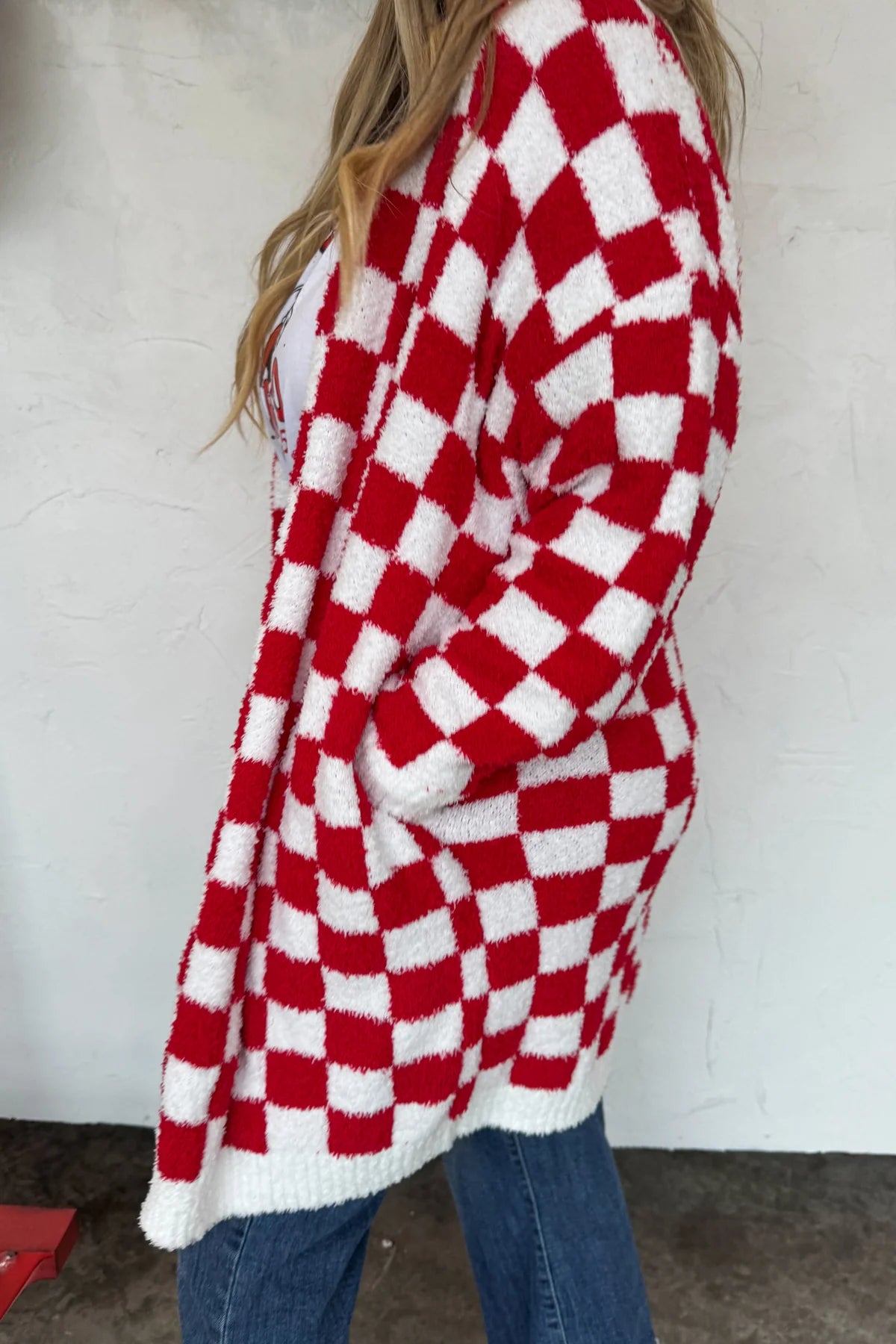 Red & White Check Cloud Cardigan
