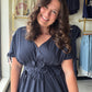 Navy Floral Appliqué Maxi Dress