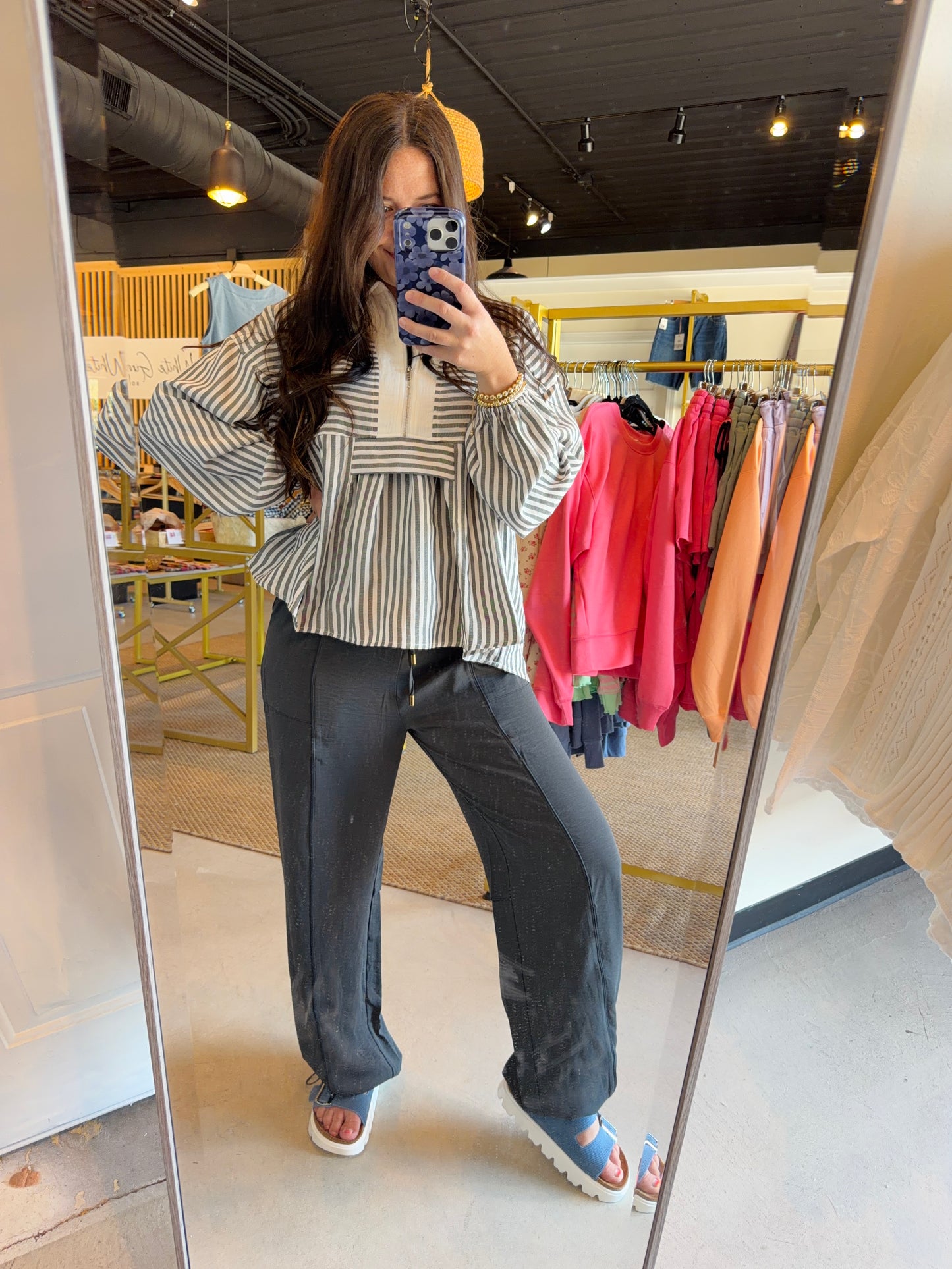 Indigo Satin Elastic Joggers