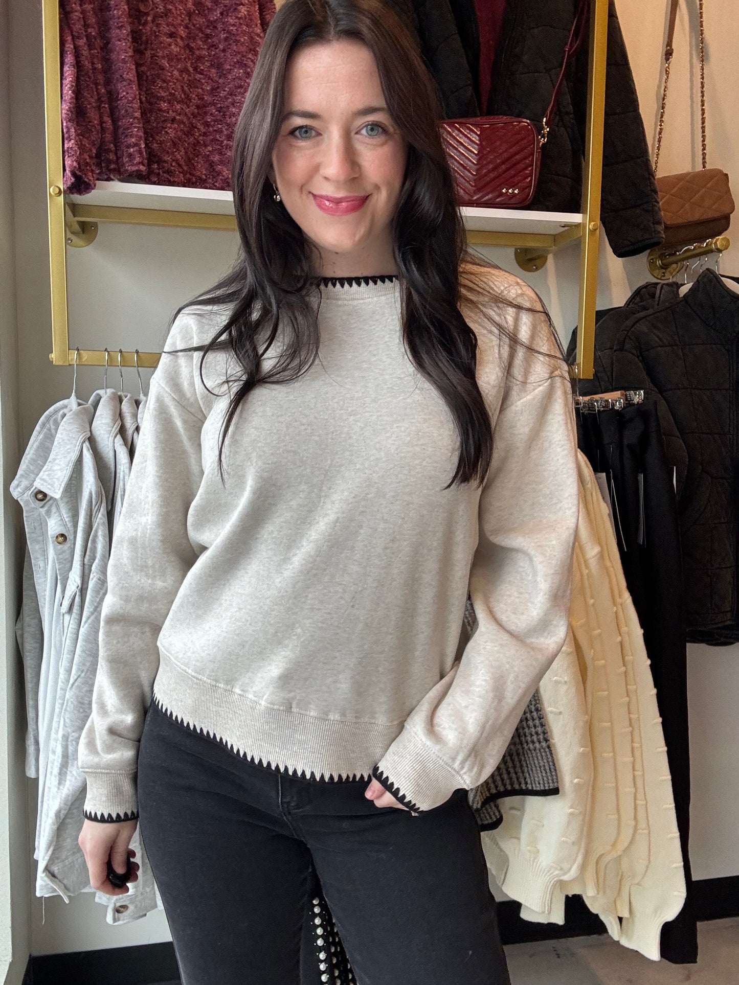 Ivory Carmine Pullover