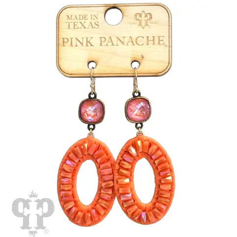 Orange Gem Oval Earrings