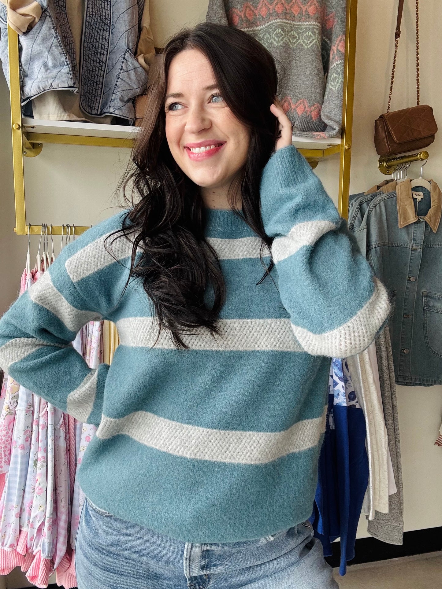 Criss Cross Detail Crewneck Sweater