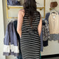 Mariah Ribbed Dress - Black Stripes