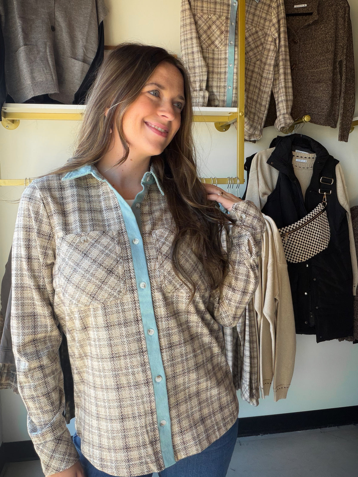 Ivory Plaid Rowe Top