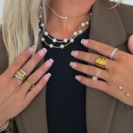 Pearl Beaded Necklace - Gold