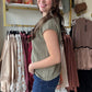 Olive Wide Neck Sleeveless Sweater