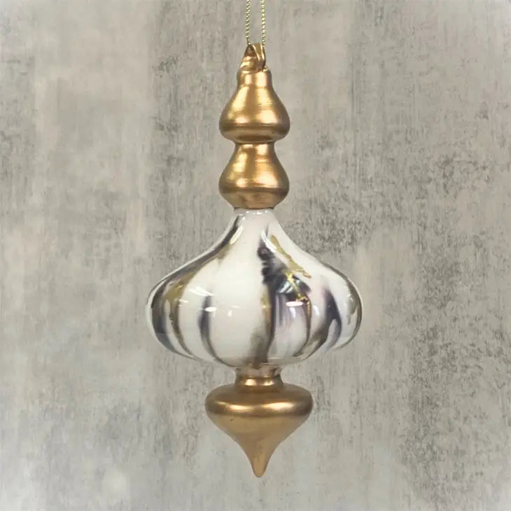 Ornate Marble Finial Ornament 6.75”