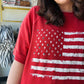 Red Studded Americana Terry Knit Top