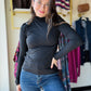 Black Microfiber Mock Neck