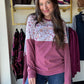 Vintage Floral Raspberry Pullover