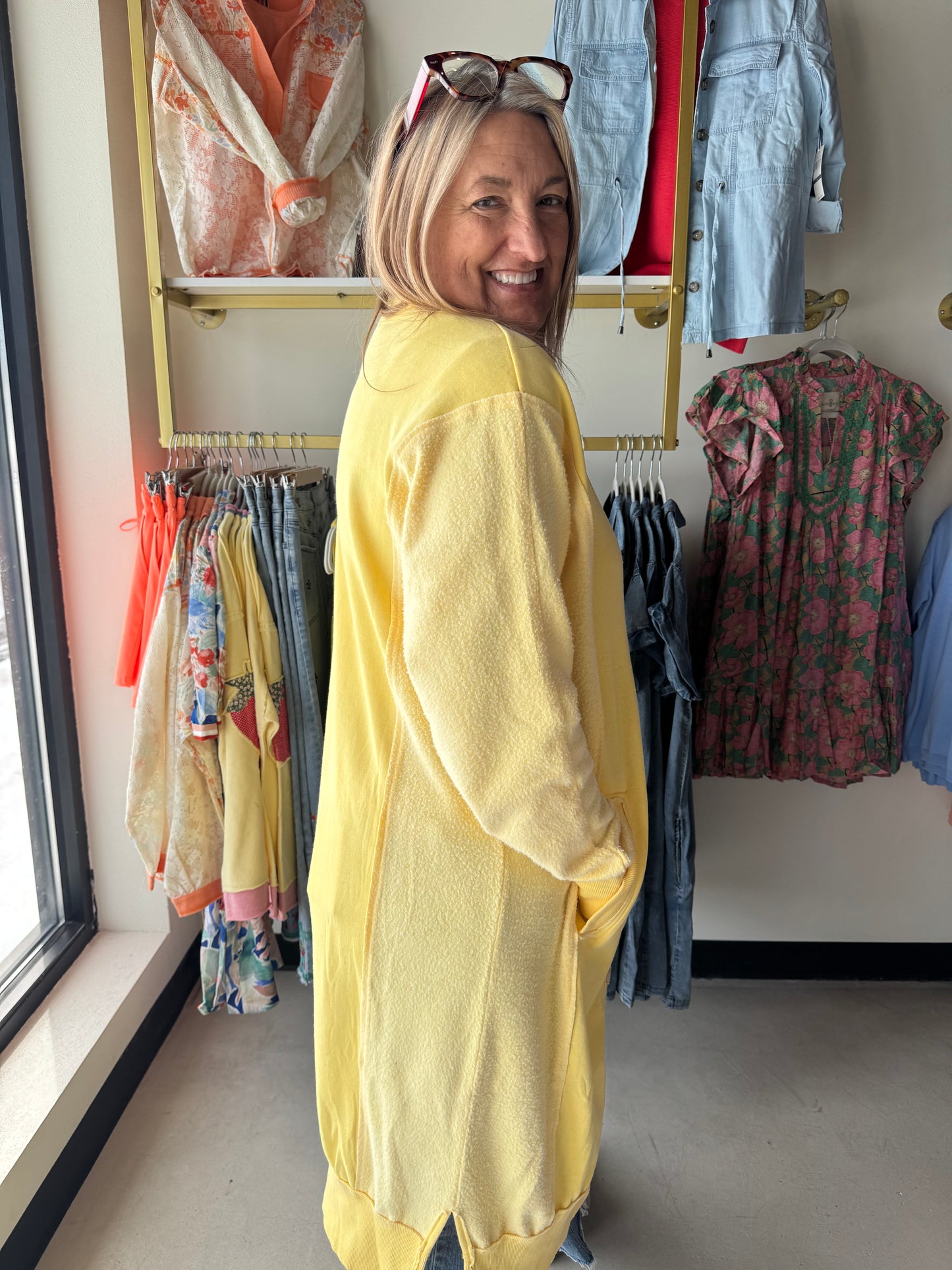 Yellow Desi Sweatshirt Cardigan