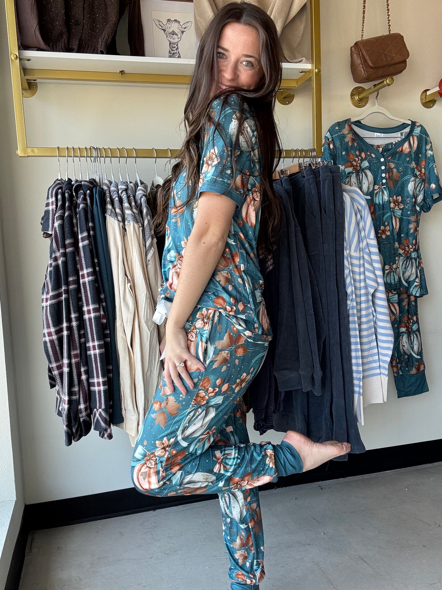 Teal Pumpkin Pajama Set