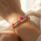 Faceted Beaded Flower Charm Mixed Beaded Bracelet