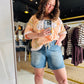 Medium Wash Relaxed Front Tie Shorts