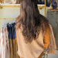 Camel Stripe Raglan Sleeve Sweater