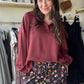 Mahogany Luxe Polo Sweatshirt