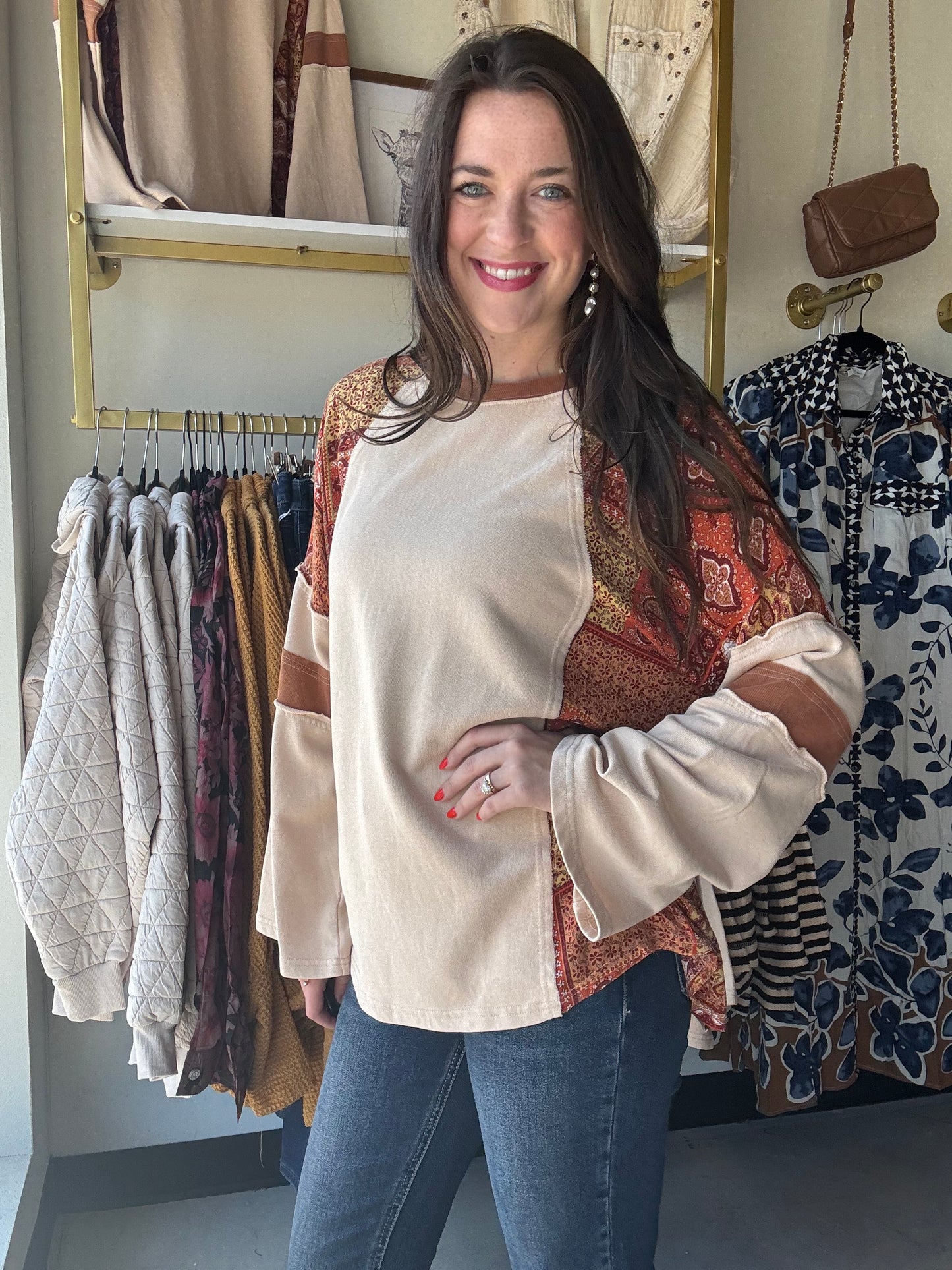 Paisley Gold Tones Long Sleeve