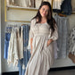 Natural Smocking Midi Dress