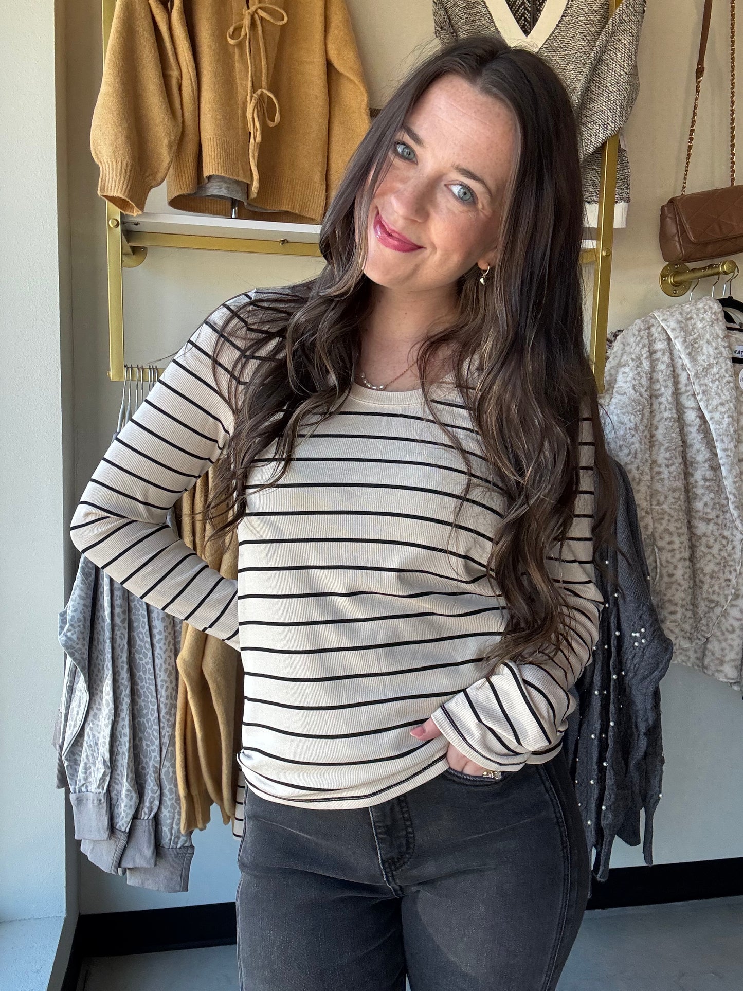 Birch Black Stripe Lauren Top