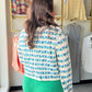 Blue Scalloped Crochet Cardigan