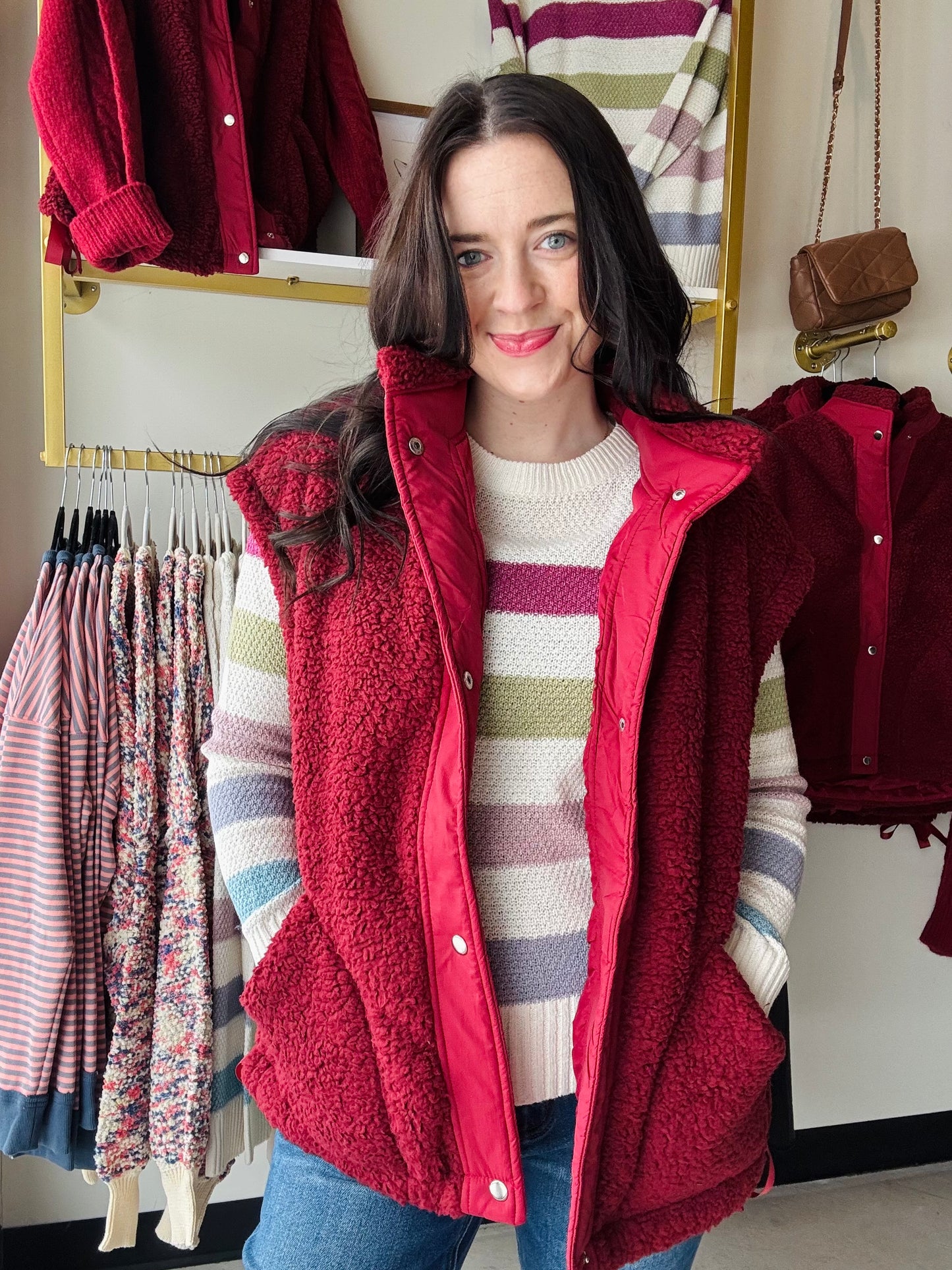 Wine Linden Sherpa Vest