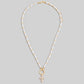 Cross Pendant Pearl And Metallic Beaded Necklace