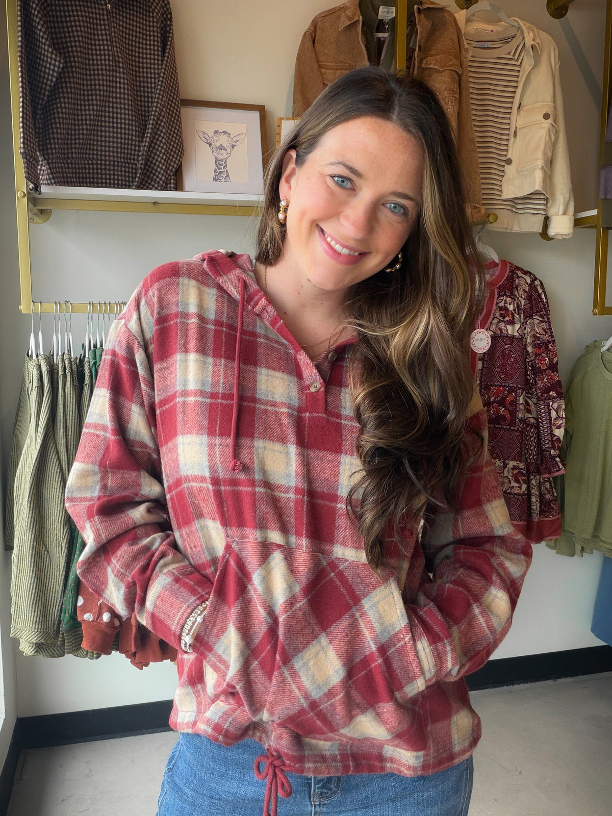 Red Brick Flannel Hoodie