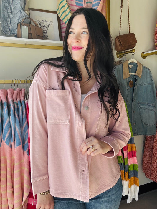 Dusty Pink Garment Dyed Shacket