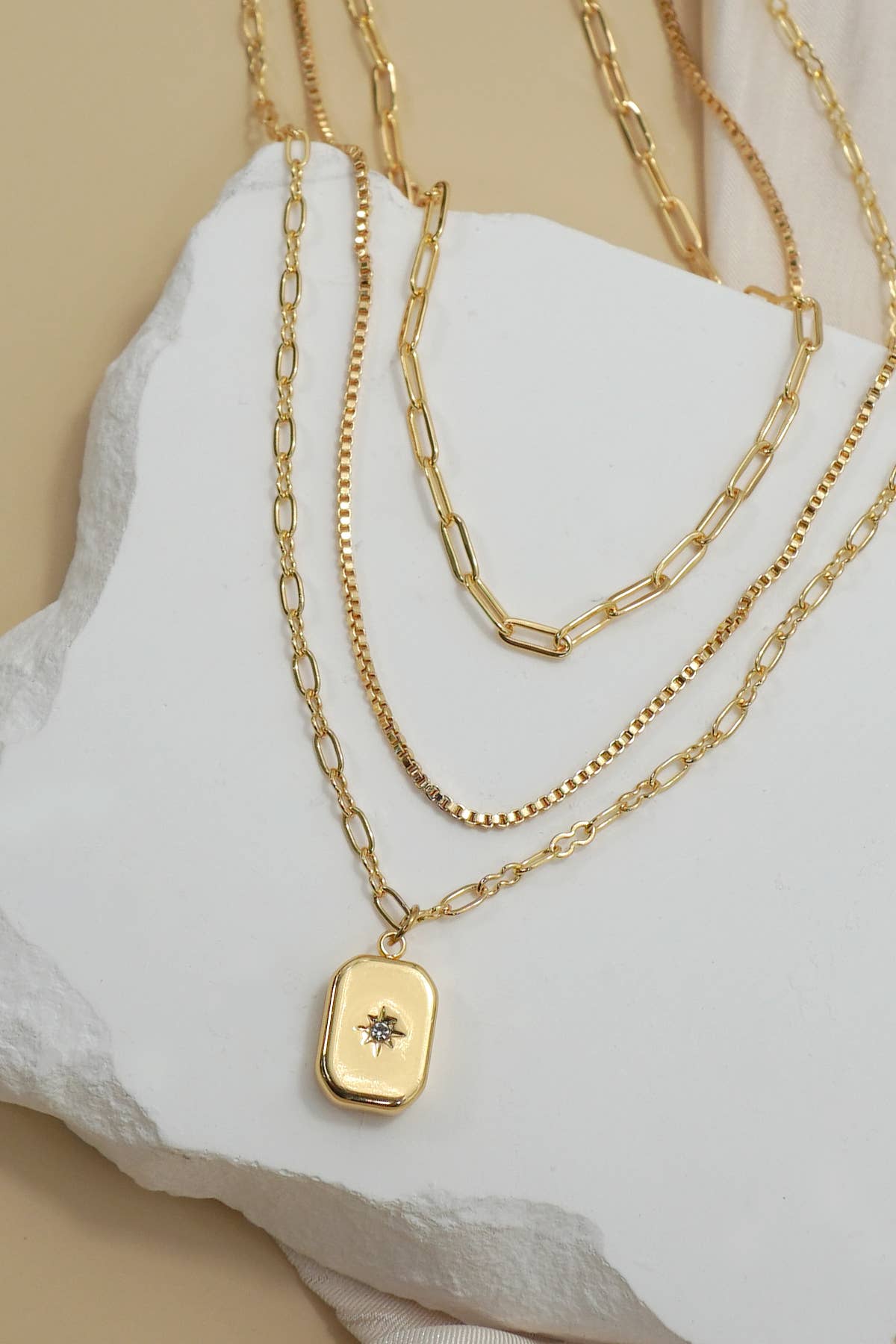 18K STAINLESS STEEL TARNISH FREE LAYERED NECKLACE | 40NK9532