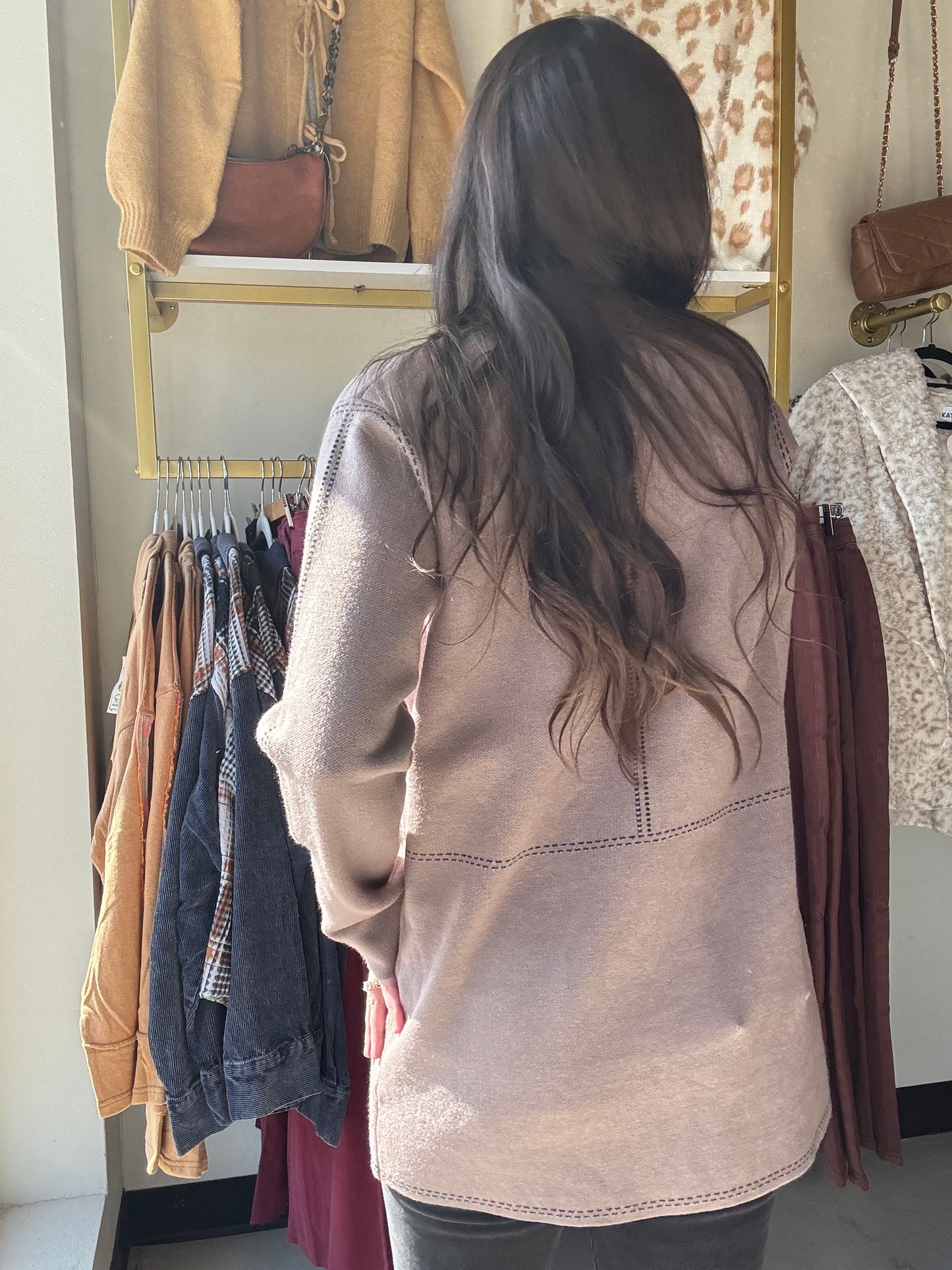 Mocha Stitch Trim Cardigan