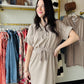 Taupe Collared Cinch Dress