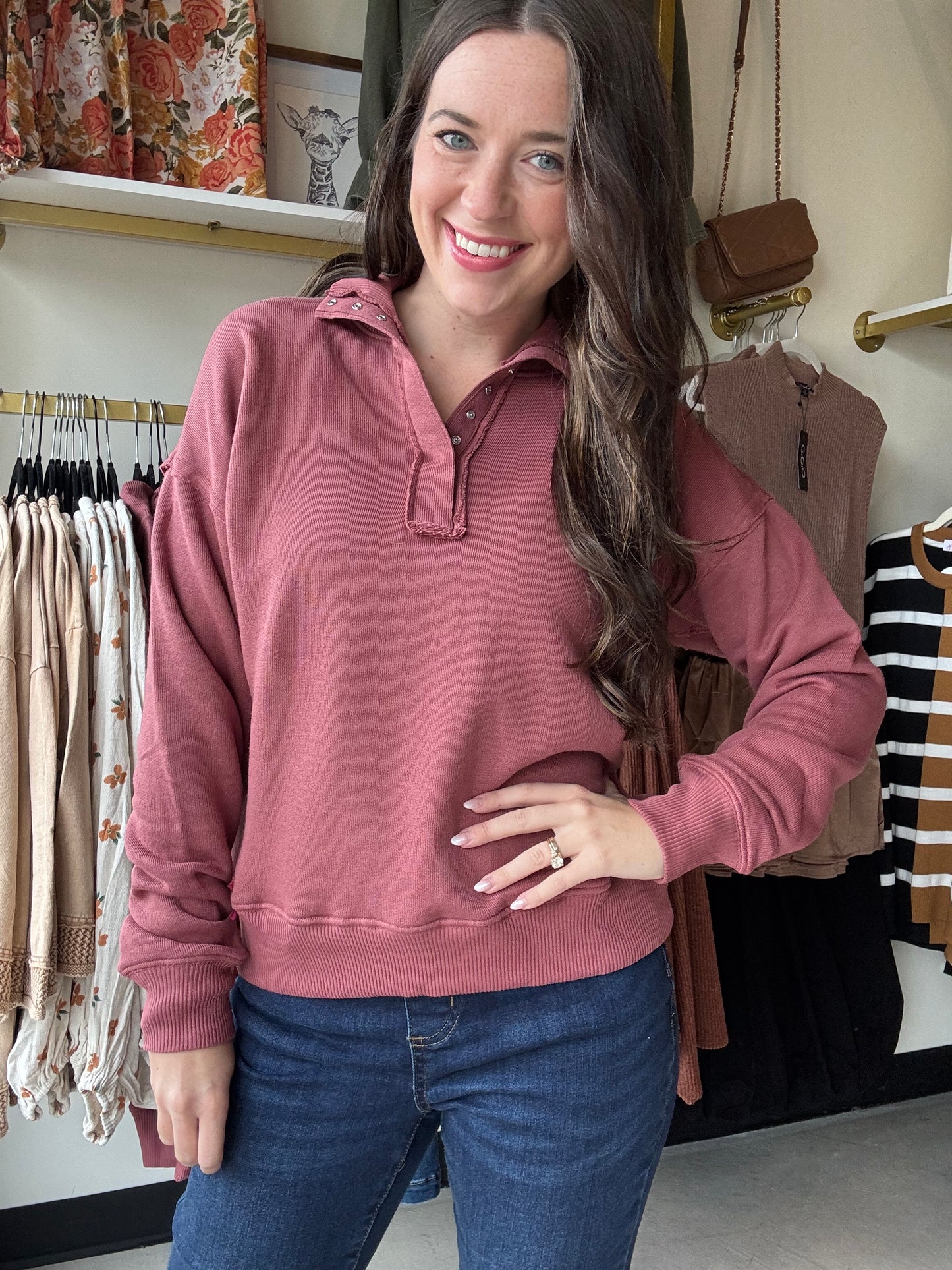 Marsala Snap Pullover