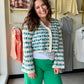 Blue Scalloped Crochet Cardigan