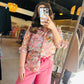 Rosy Abstract Watercolor Button-Up Blouse