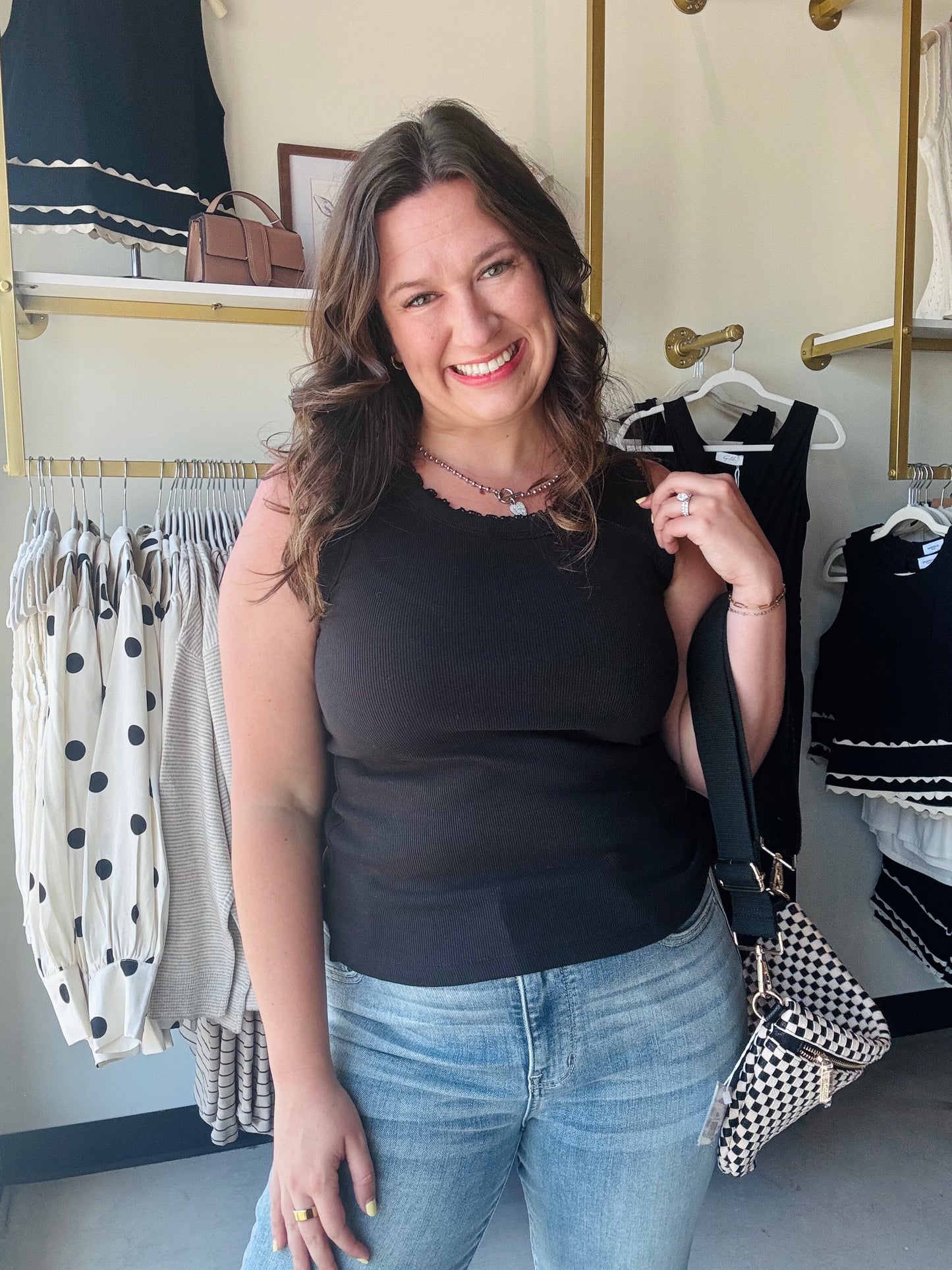 Black Ribbed Knit Tank