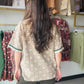 Jacquard Pleat Detail Short Sleeve Top