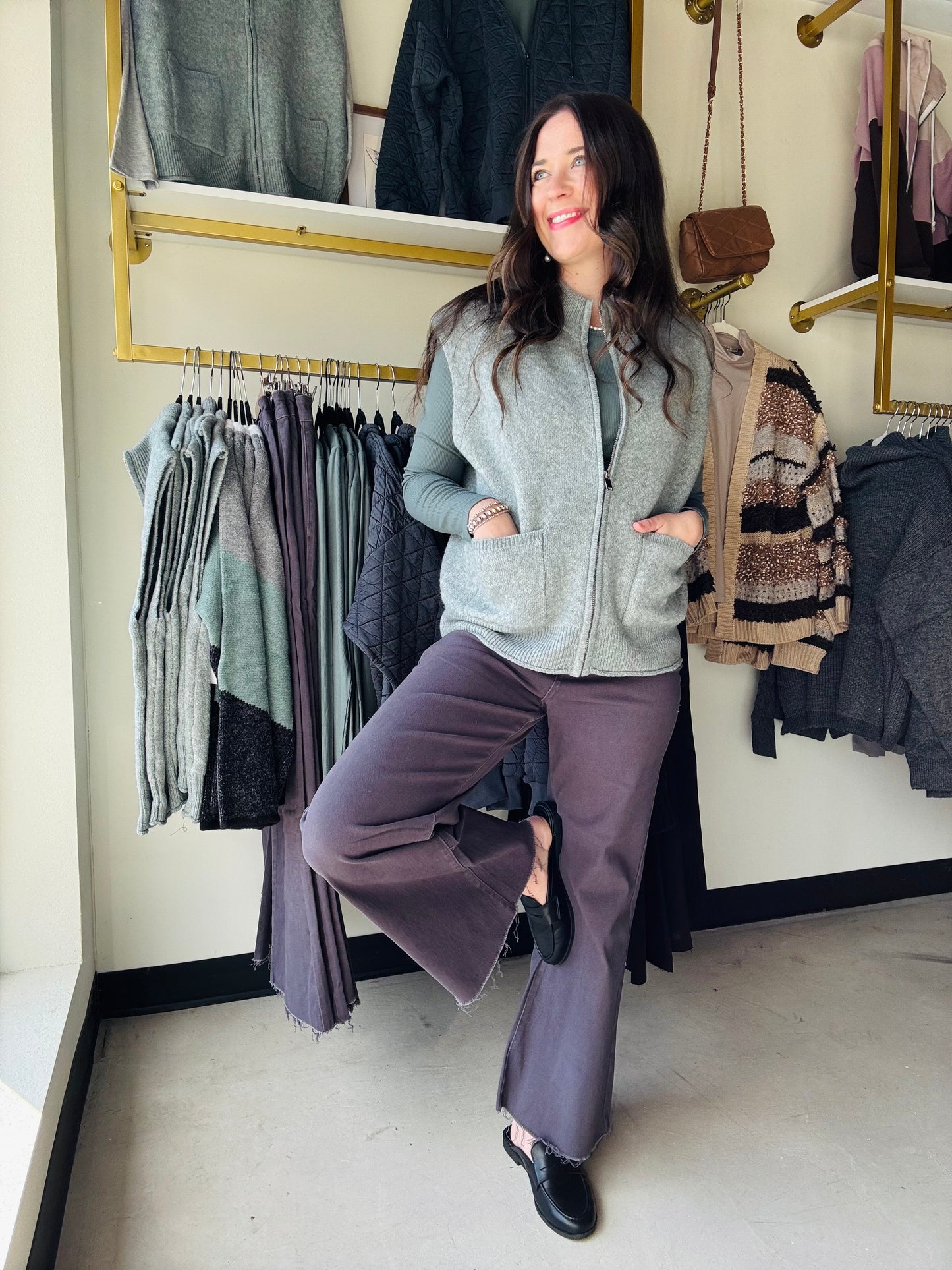 Dark Gray High Rise Cropped Denim