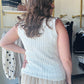 White Pointelle Sweater Henley Tank