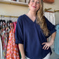 Navy Bubble Sleeve Tunic