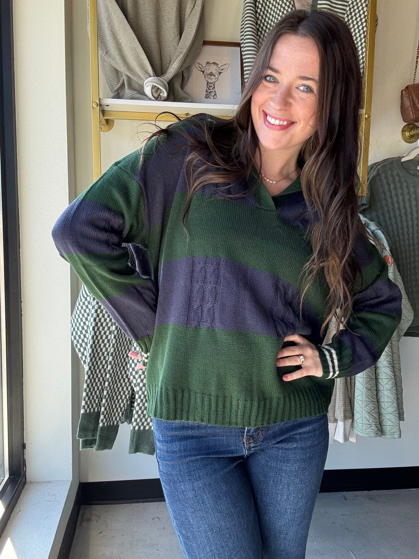 Yale Navy Stripe Sweater