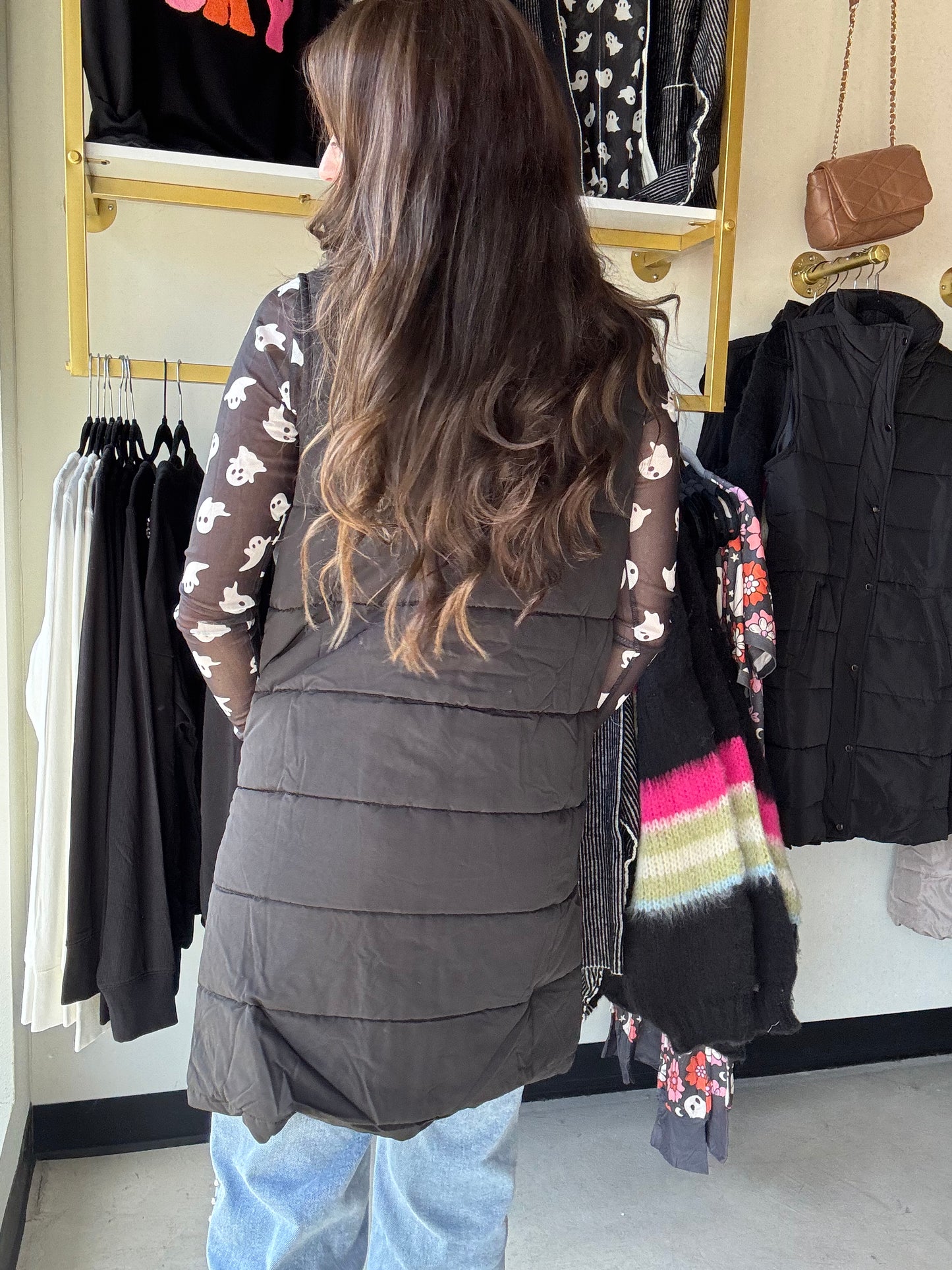 Black Harlow Long Vest